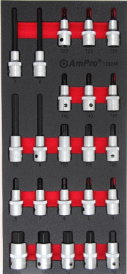 T33236 Набор головок со вставками шестигранники и TORX 1/2", 23пр., в мягком ложементе T33236 Набор головок со вставками шестигранники и TORX 1/2", 23пр., в мягком ложементе